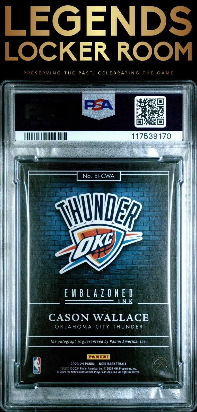 2023 Panini Noir Emblazoned Ink #EICWA Cason Wallace PSA 7