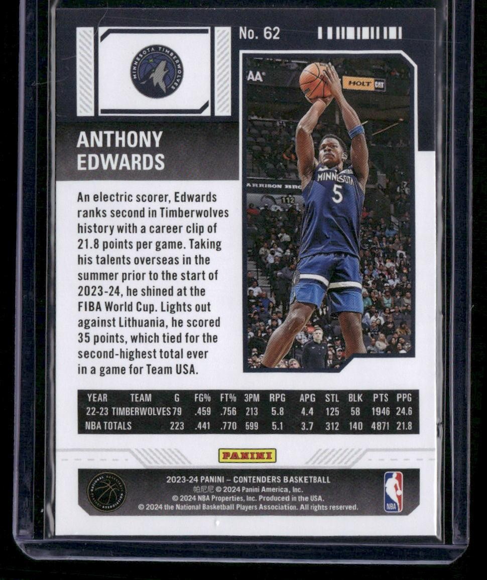 2023-24 Panini Contenders #62 Anthony Edwards Season Ticket Retail