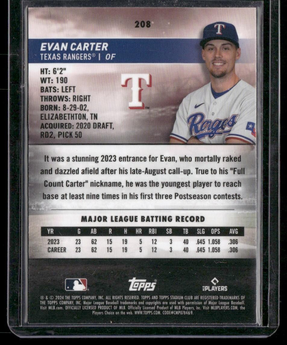 2024 Stadium Club #208 Evan Carter