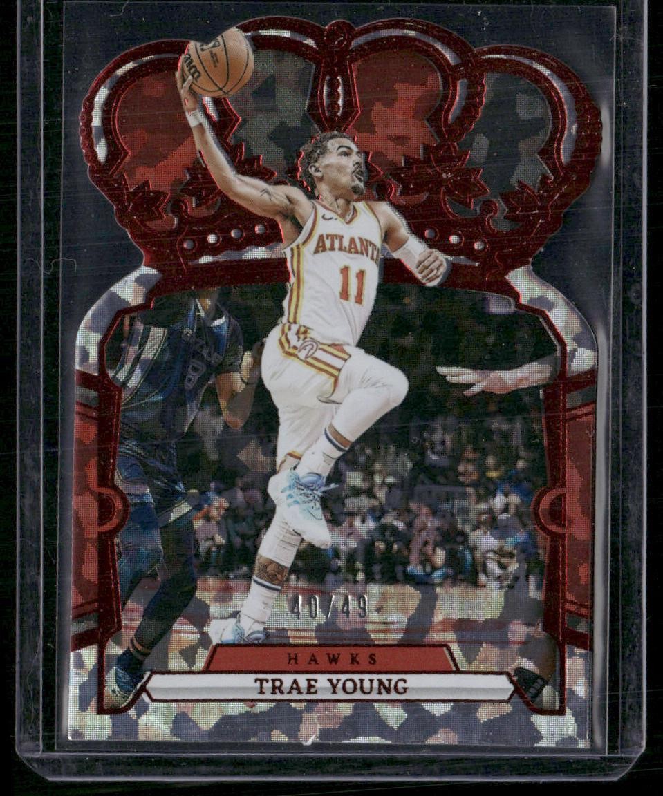 2023-24 Panini Crown Royale #93 Trae Young Crystal Red #/49