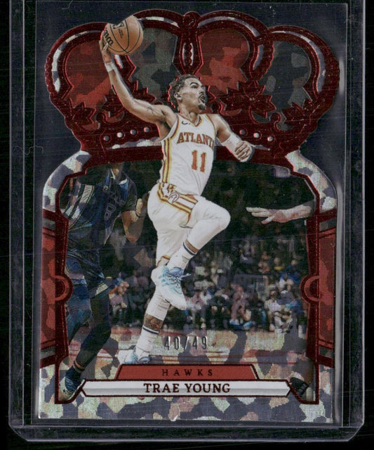 2023-24 Panini Crown Royale #93 Trae Young Crystal Red #/49