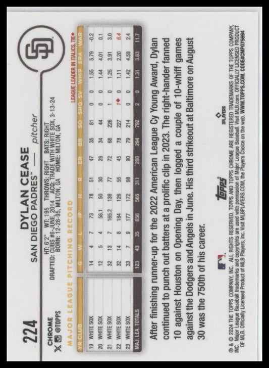 2024 Topps Chrome #224 Dylan Cease