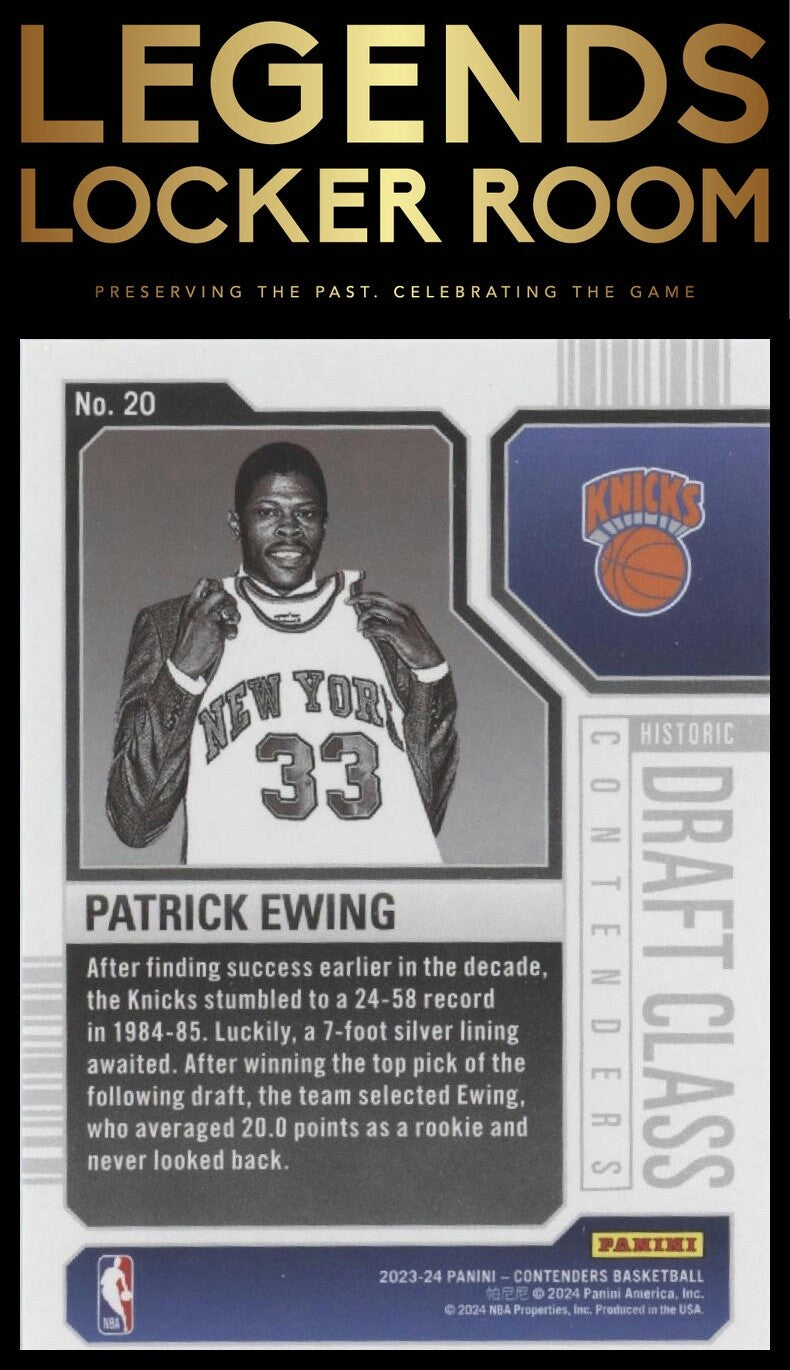 2023-24 Panini Contenders #20 Patrick Ewing Historic Draft Class Contenders