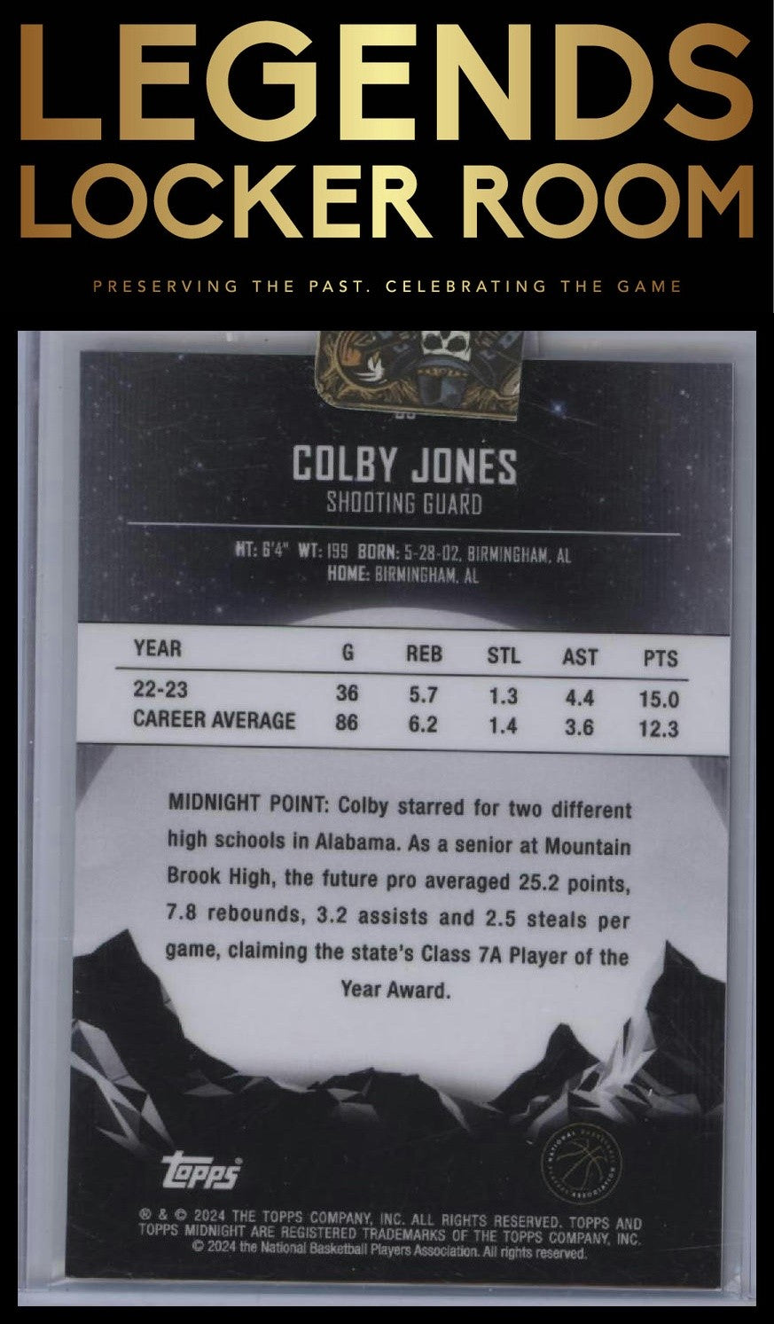 2023-24 Topps Midnight #36 Colby Jones Twilight #/99