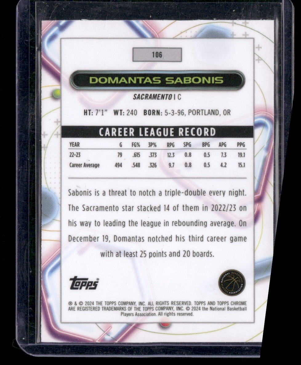 2023-24 Topps Chrome Cosmic #106 Domantas Sabonis