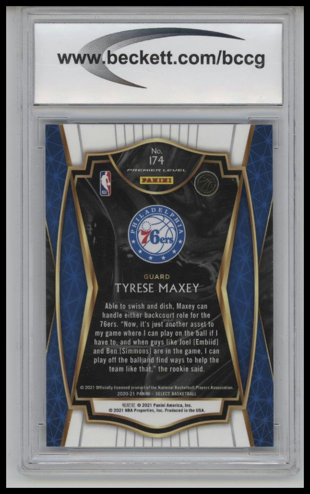 2020-21 Select Blue Retail #174 Tyrese Maxey BCCG 10.0