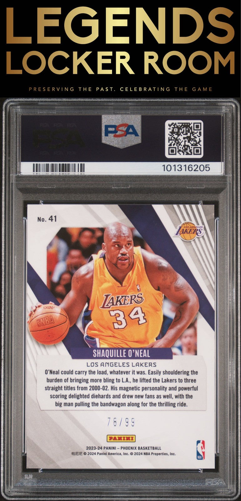 2023 Panini Phoenix #41 Shaquille O'Neal Orange PSA 8