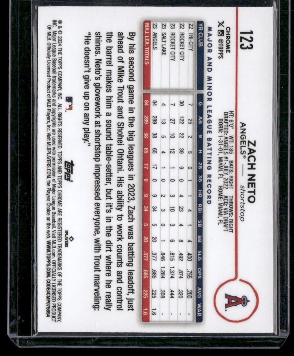 2024 Topps Chrome #123 Zach Neto Prism Refractors