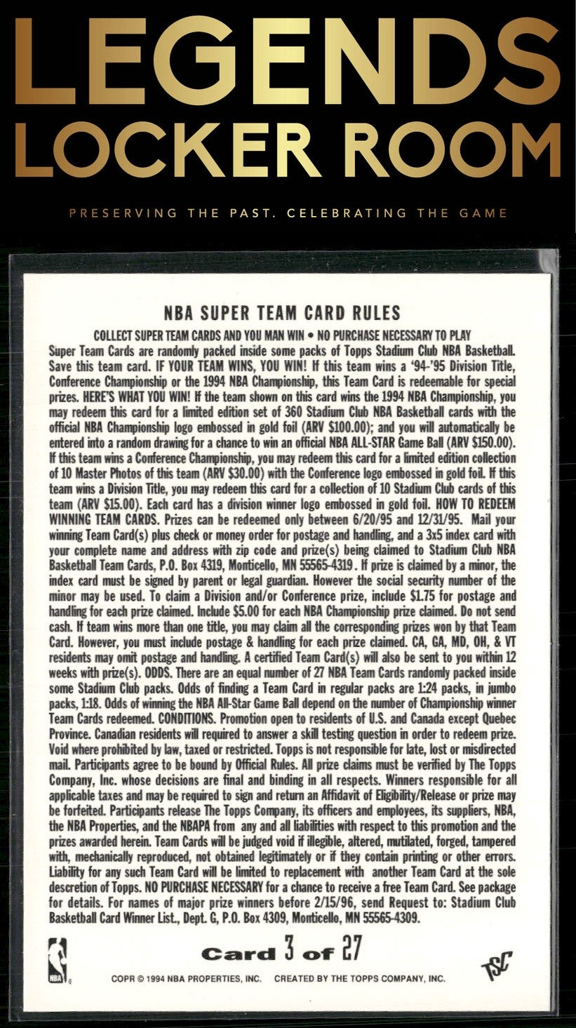 1994-95 Stadium Club #3 Charlotte Hornets Super Teams