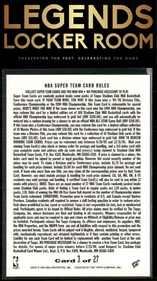 1994-95 Stadium Club #3 Charlotte Hornets Super Teams