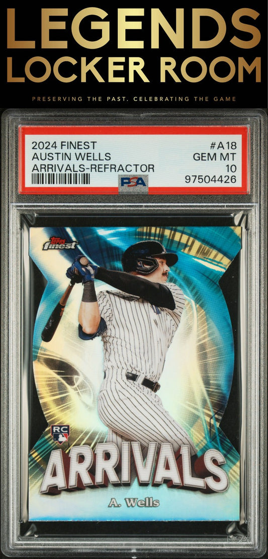 2024 Topps Finest Arrivals #A18 Austin Wells Arrivals-Refractor PSA 10