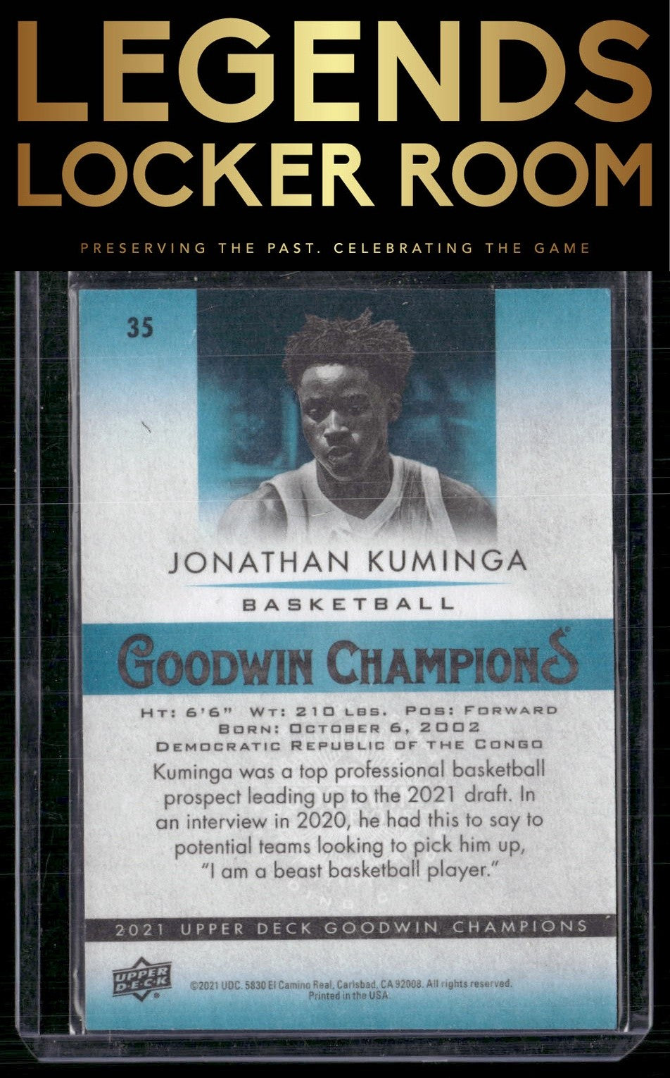 2021 Upper Deck Goodwin Champions #35 Jonathan Kuminga Turquoise