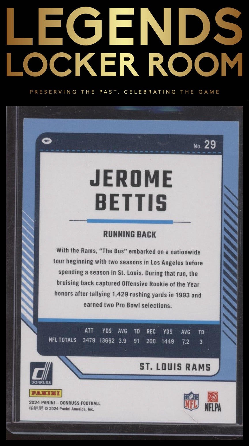 2024 Donruss #29 Jerome Bettis Press Proof Purple /500