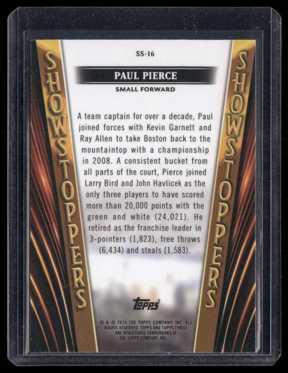 2023-24 Finest #SS-16 Paul Pierce Showstoppers Blue Checkerboard Refractors #/99