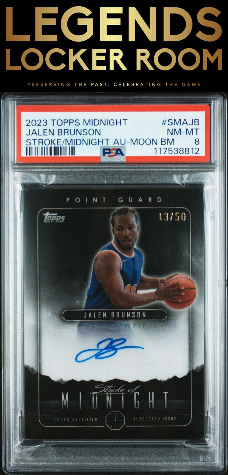 2023 Topps Midnight Stroke Of Midnight Autographs Jalen Brunson /50 PSA 8