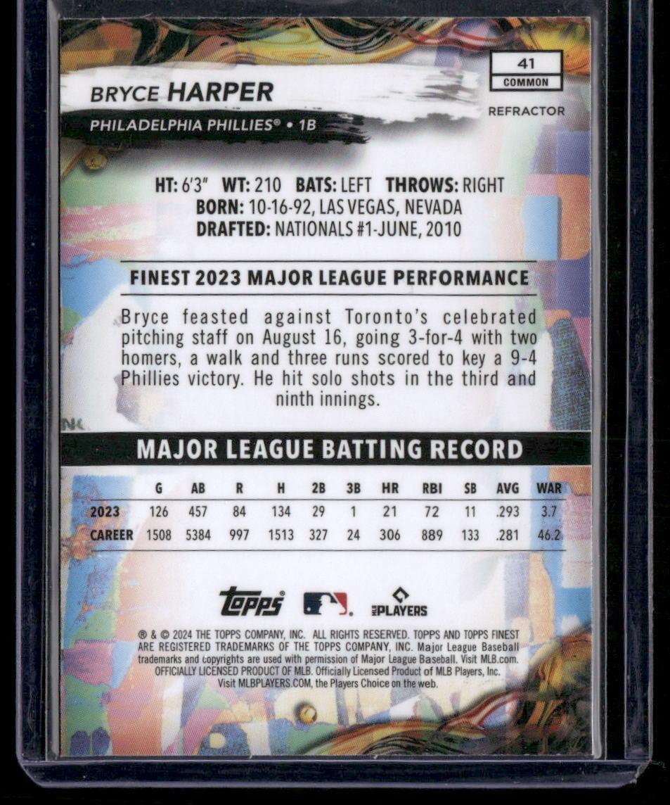 2024 Finest #41 Bryce Harper Refractors