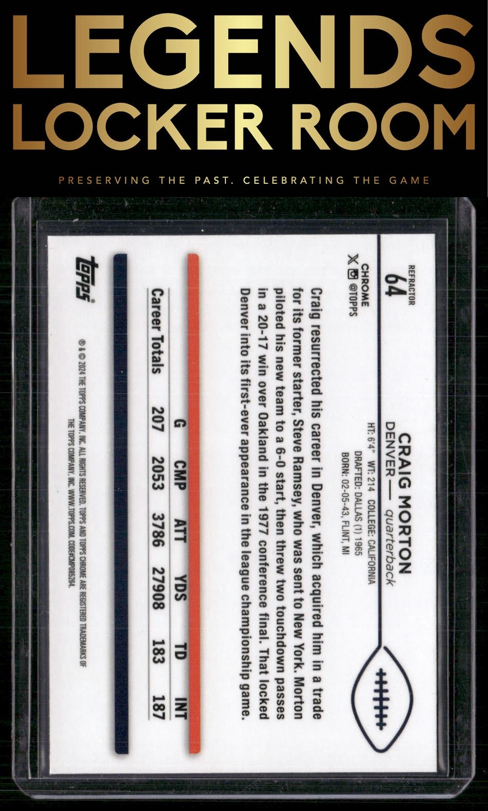 2024 Topps Chrome #64 Craig Morton Refractor