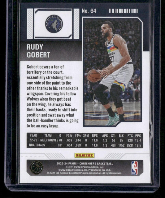 2023-24 Panini Contenders #64 Rudy Gobert Season Ticket Retail
