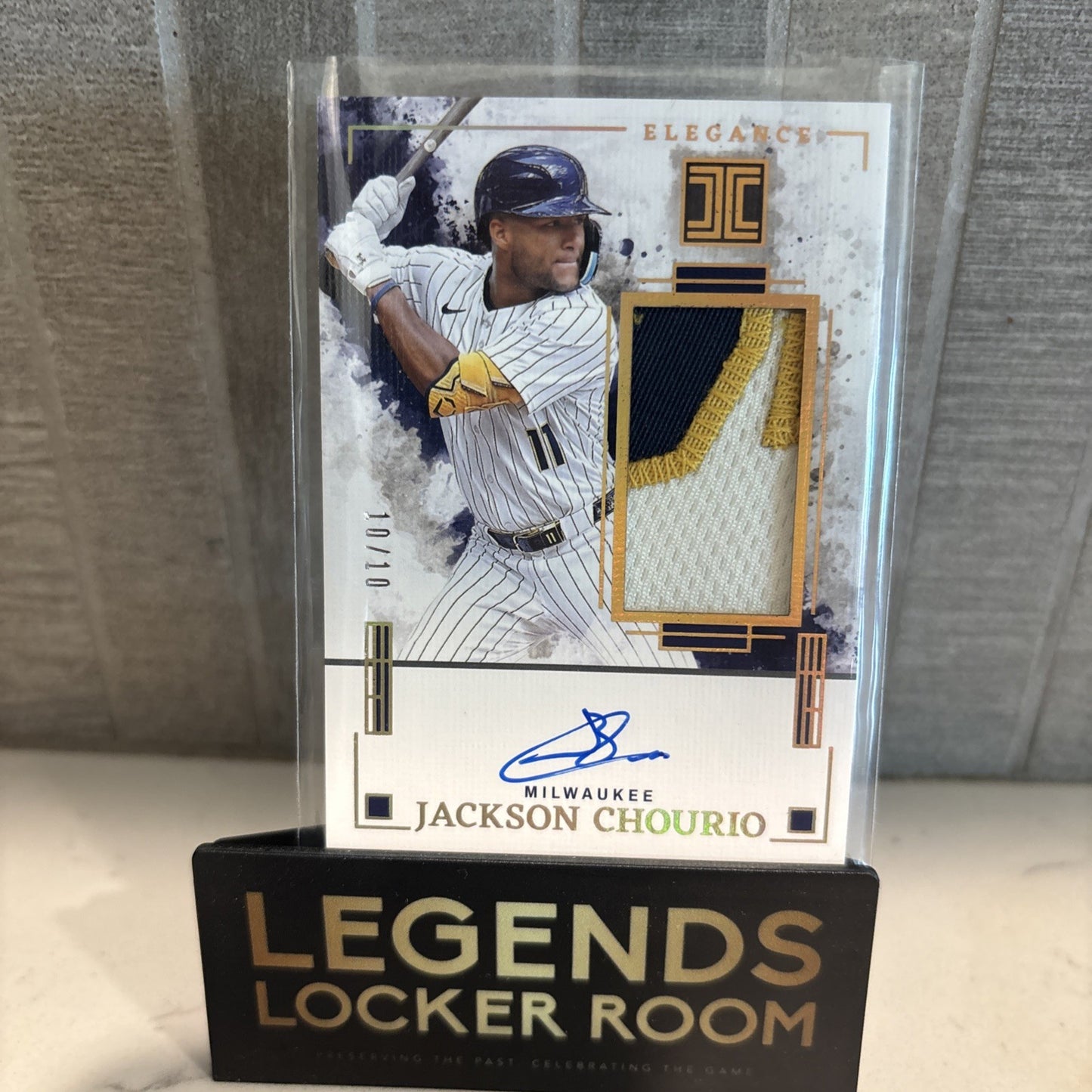 2025 Panini Impeccable Jackson Chourio Elegance Jersey Patch Auto 10/10 Bookend!