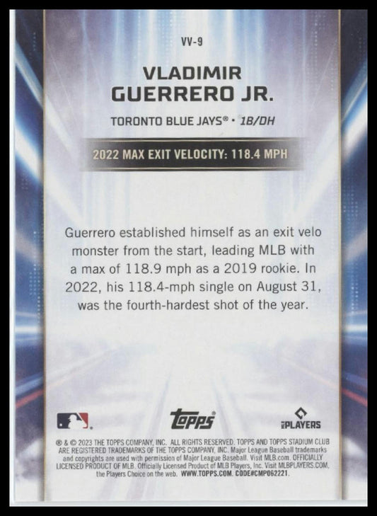 2023 Stadium Club #VV-9 Vladimir Guerrero Jr. Virtuosos of Velocity