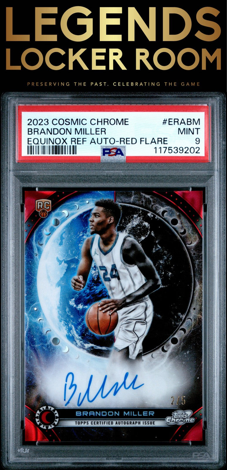 2023 Topps Cosmic Chrome Equinox Autographs Brandon Miller 2/5 PSA 9