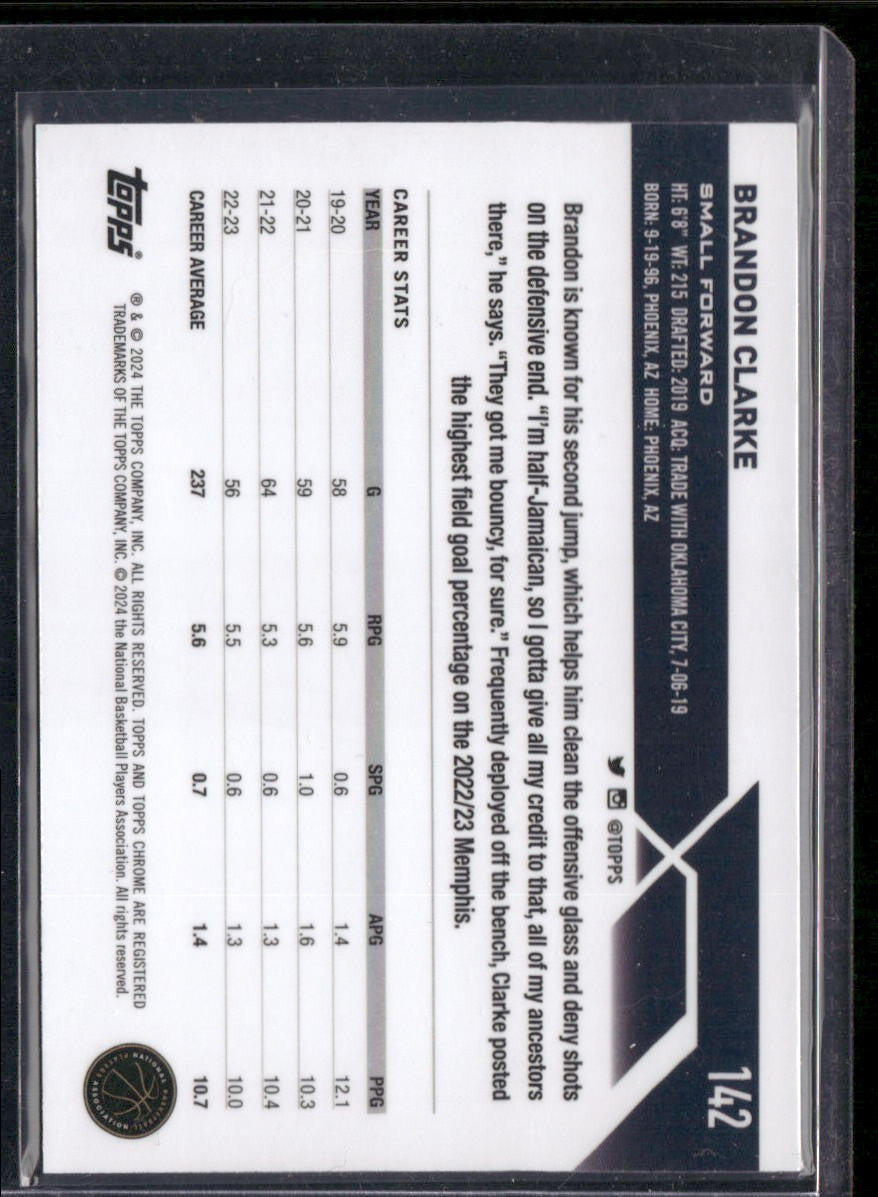 2023-24 Topps Chrome #142 Brandon Clarke Purple Geometric #/119