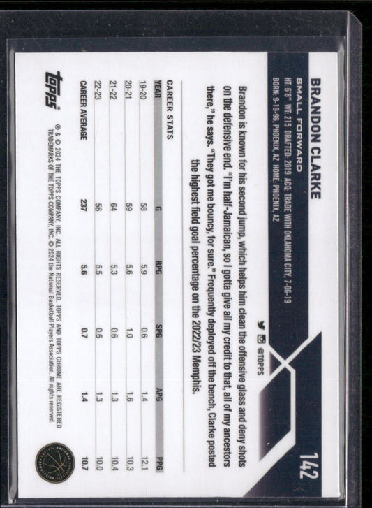 2023-24 Topps Chrome #142 Brandon Clarke Purple Geometric #/119