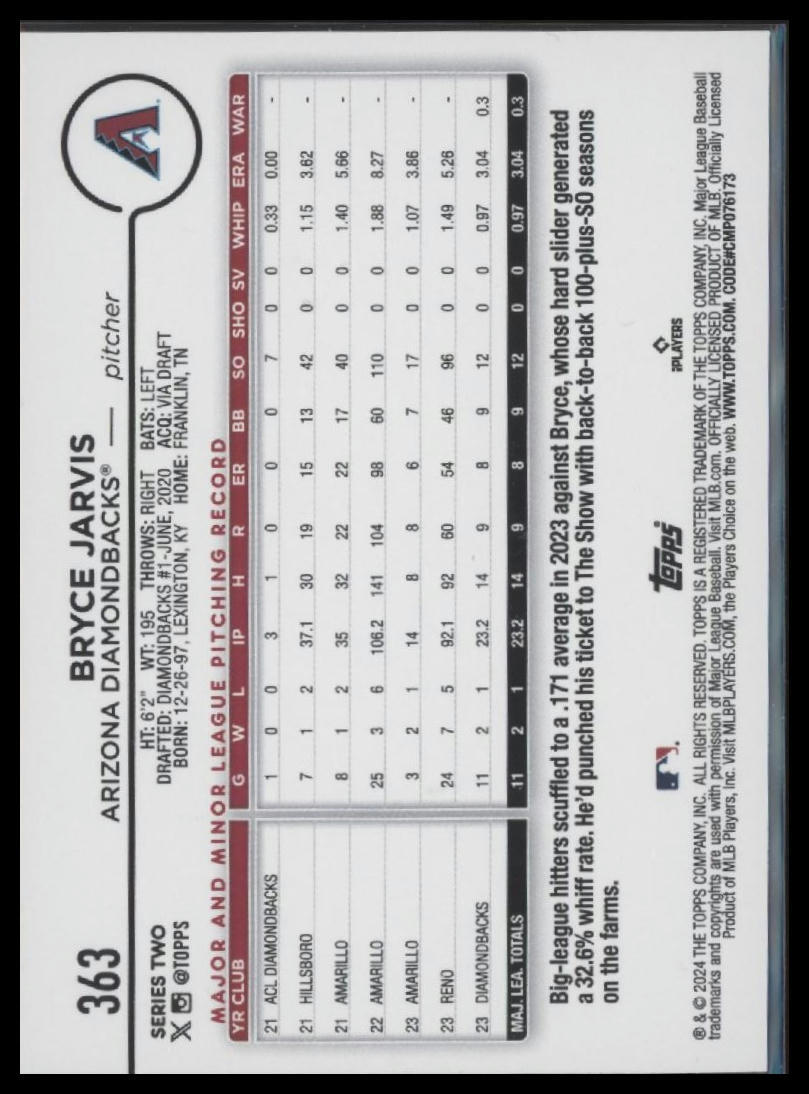 2024 Topps #363 Bryce Jarvis