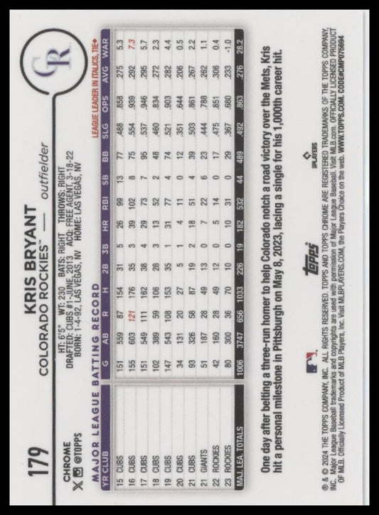 2024 Topps Chrome #179 Kris Bryant