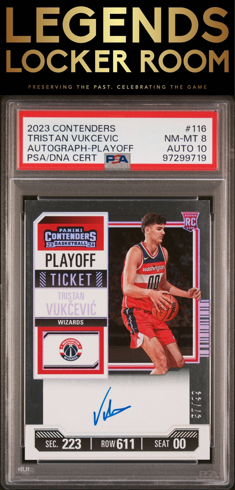 2023 Panini Contenders #116 Tristan Vukcevic Autograph-Playoff PSA 8