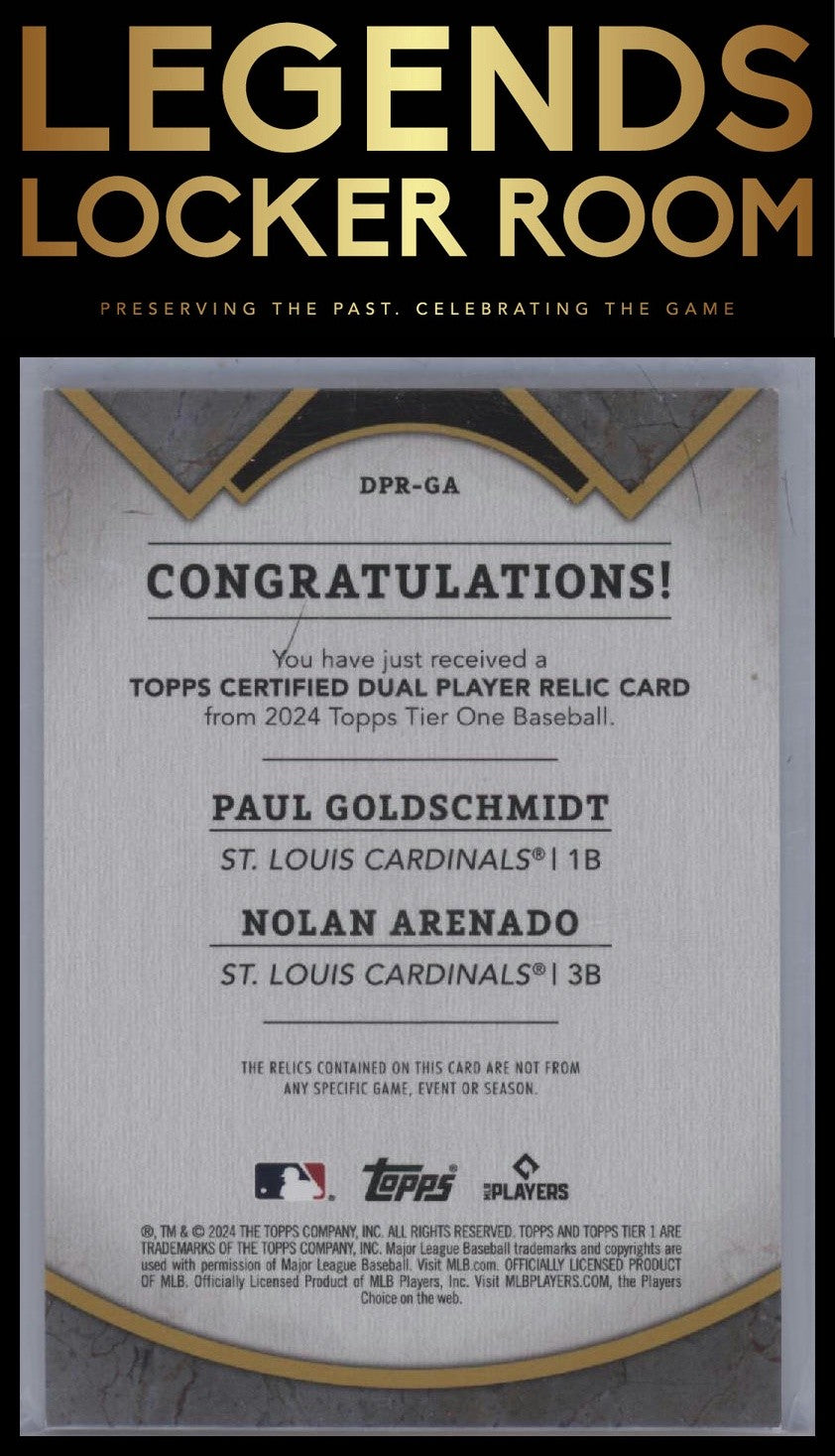 2024 Topps Tier One Nolan Arenado / Paul Goldschmidt MEM Dual Player Relics /199