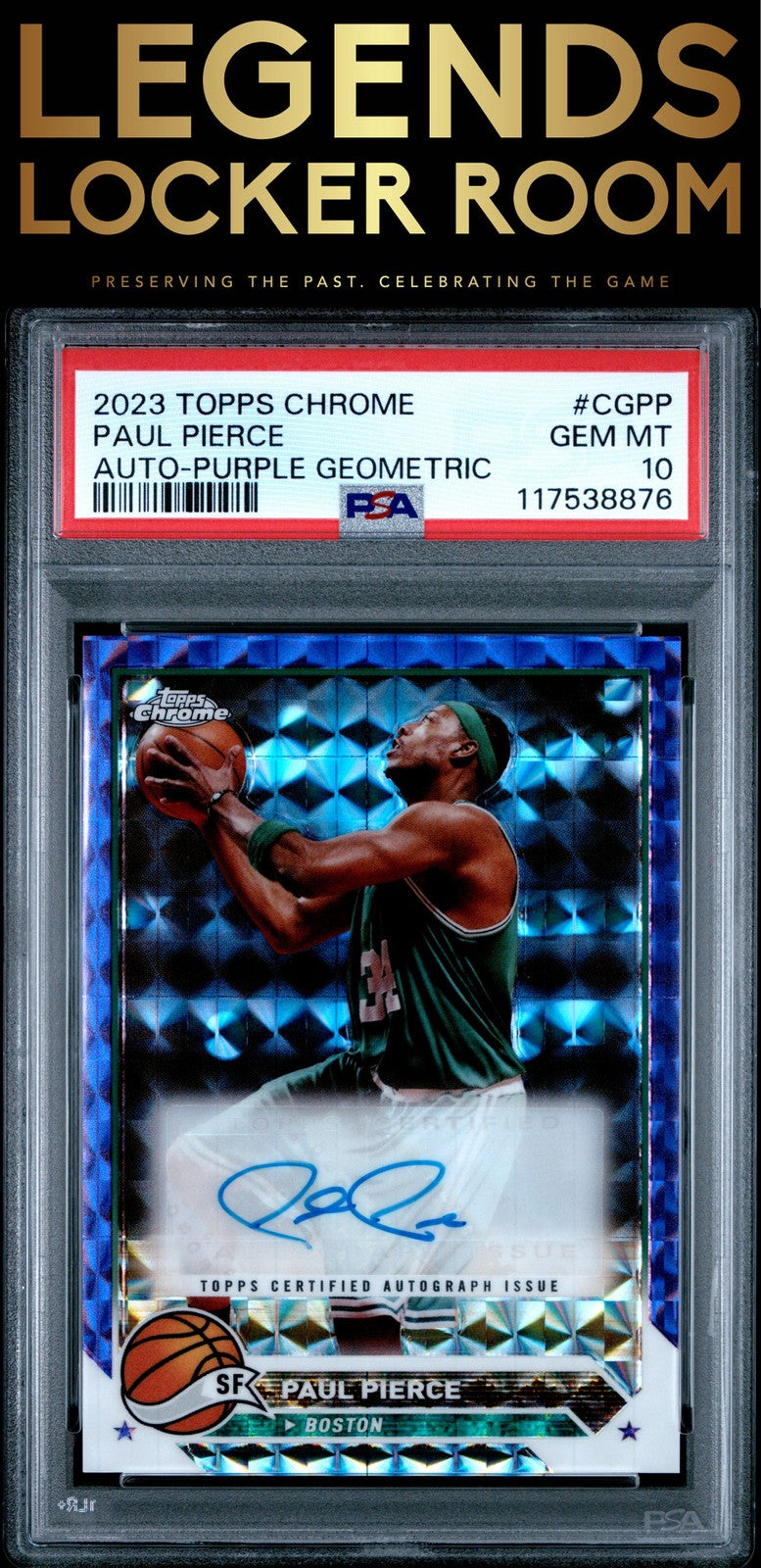 2023 Topps Chrome Topps Chrome Autographs Paul Pierce Purple Geometric PSA 10