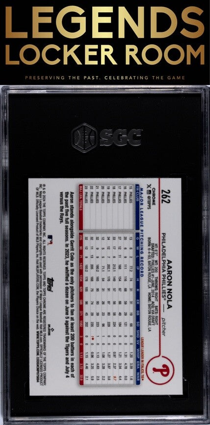 2024 Topps Chrome #262 Aaron Nola Purple Ref. SGC 9.5