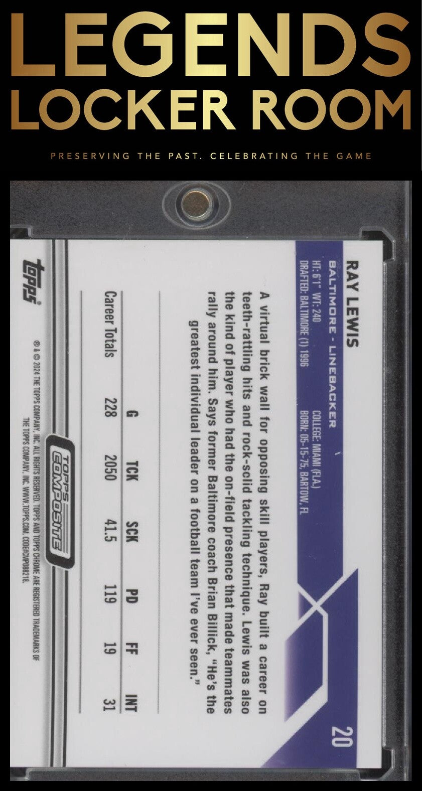 2023 Topps Composite #20 Ray Lewis Topps Chrome Purple Geometric #/199