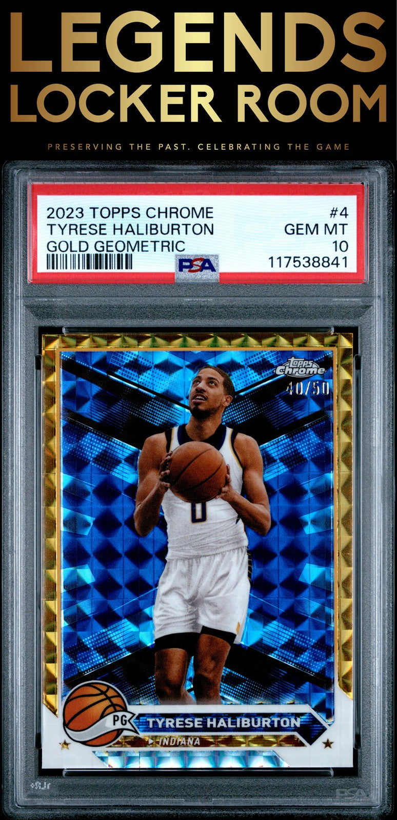 2023 Topps Chrome Tyrese Haliburton Gold Geometric /50 PSA 10