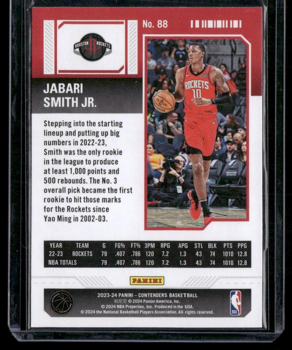 2023-24 Panini Contenders #88 Jabari Smith Jr. Season Ticket Retail