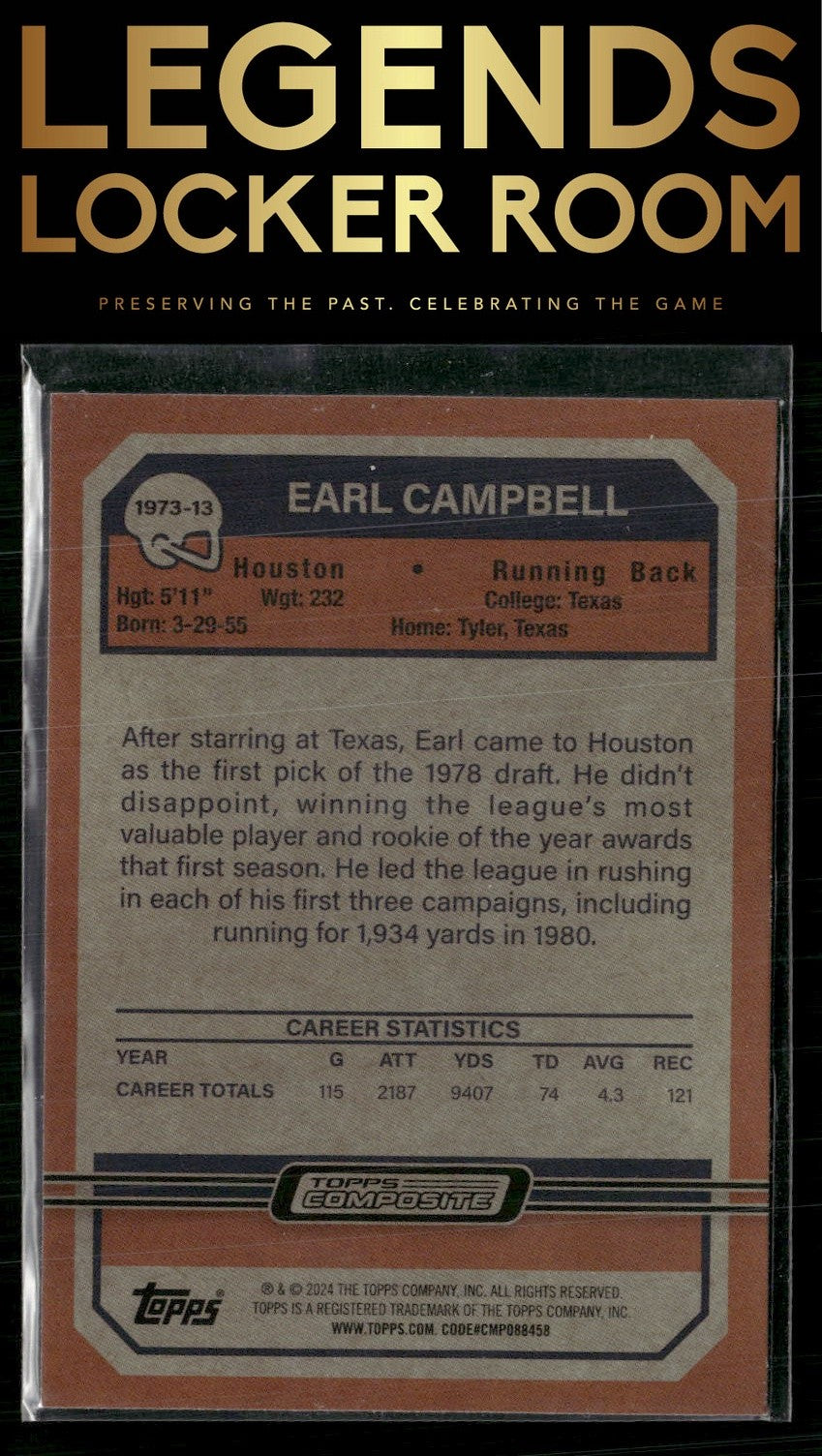 2023 Topps Composite #1973-13 Earl Campbell 1973 Topps Football