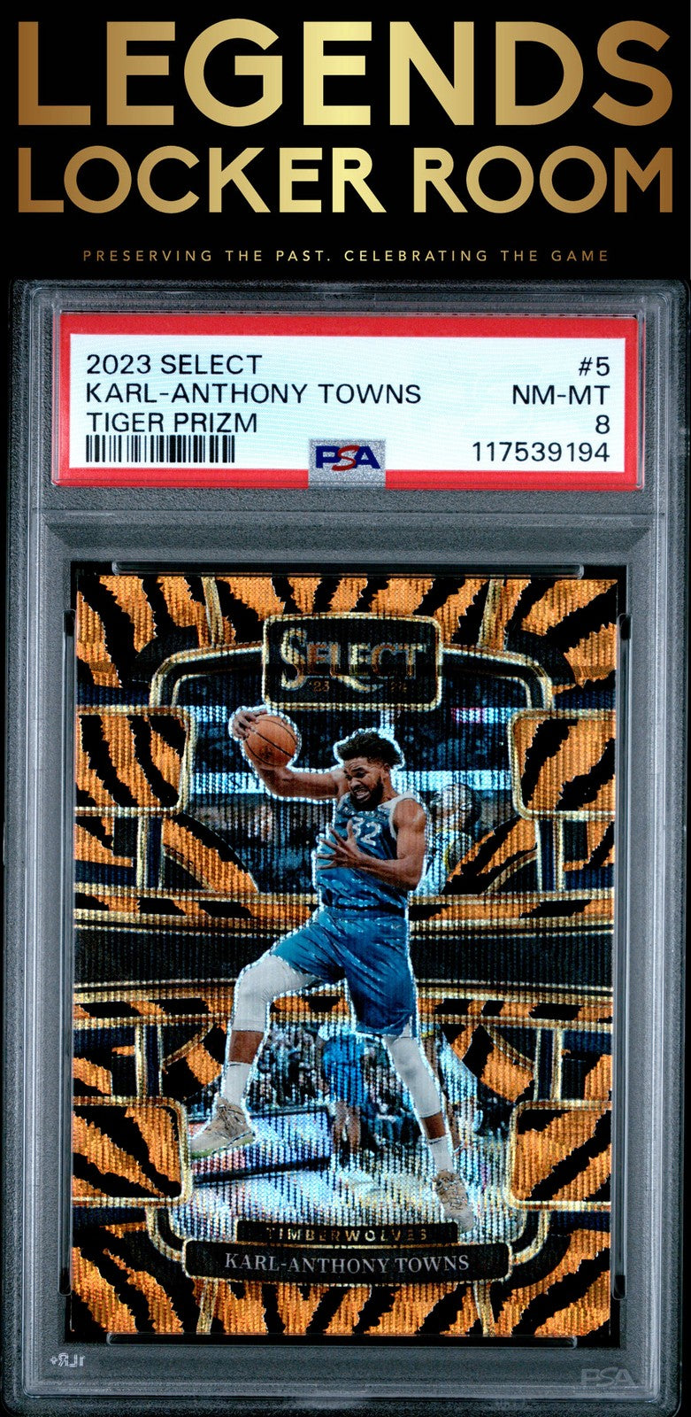 2023 Panini Select #5 Karl-Anthony Towns Tiger Prizm PSA 8