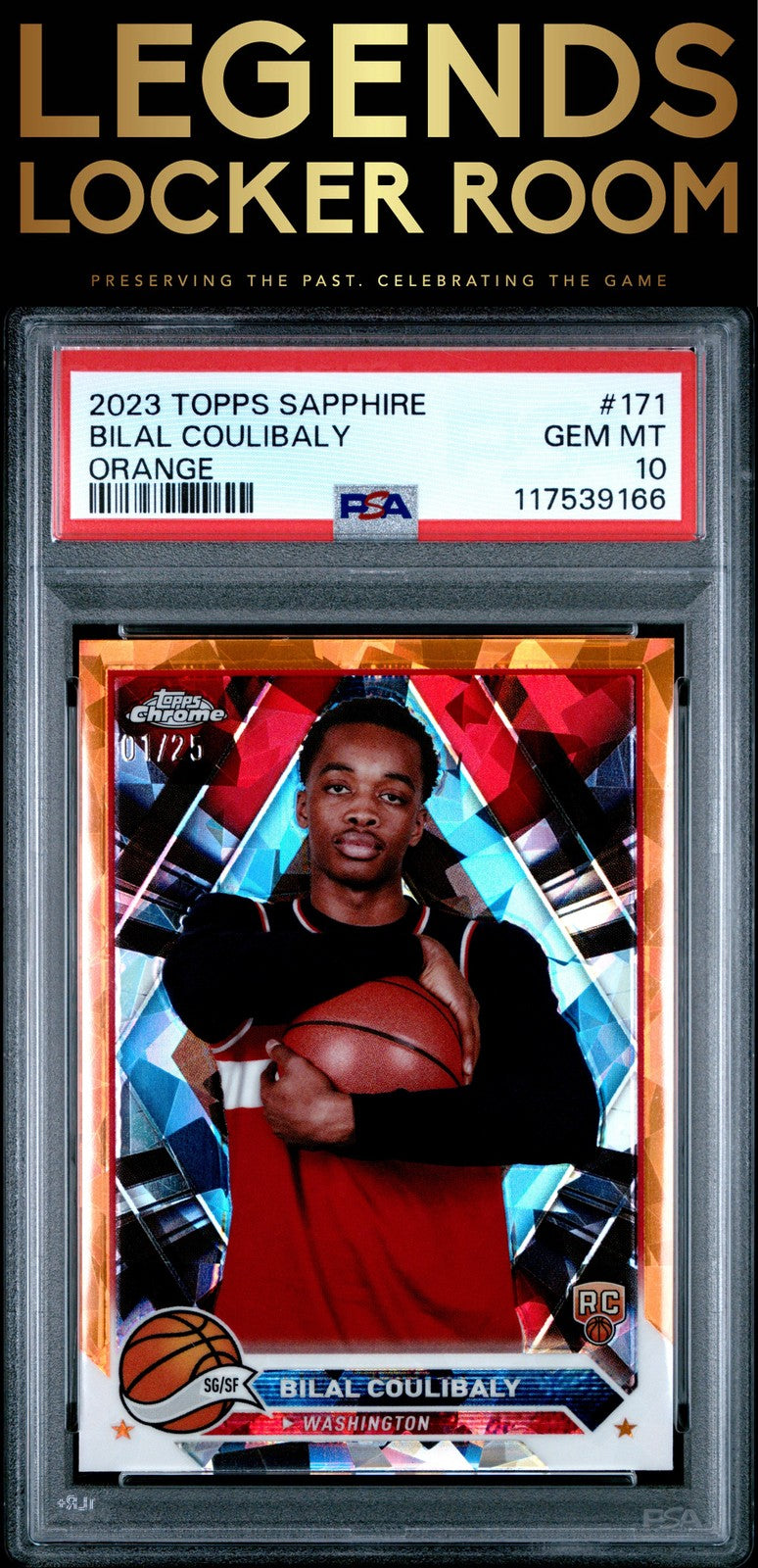 2023 Topps Chrome Sapphire Edition Bilal Coulibaly Orange 01/25 PSA 10