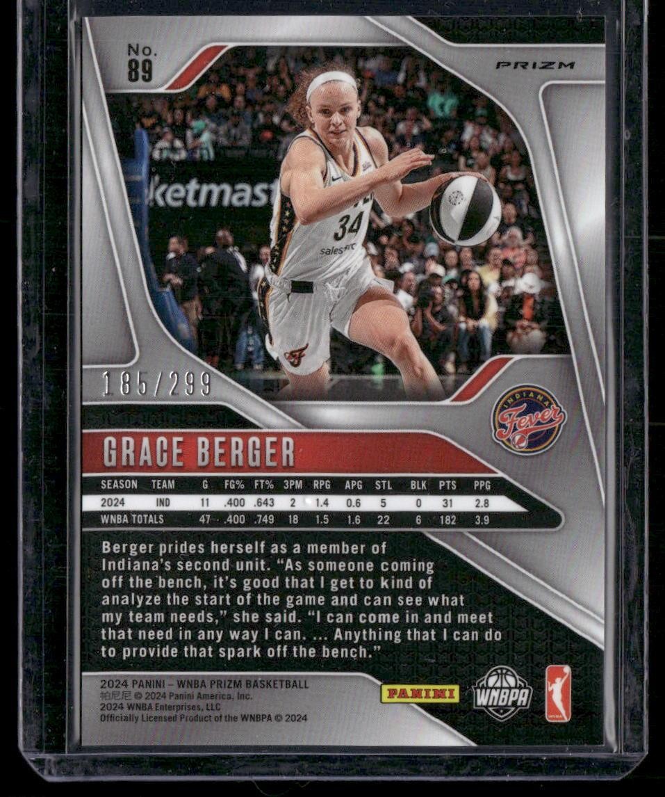 2024 Panini Prizm WNBA #89 Grace Berger Red Prizms #/299