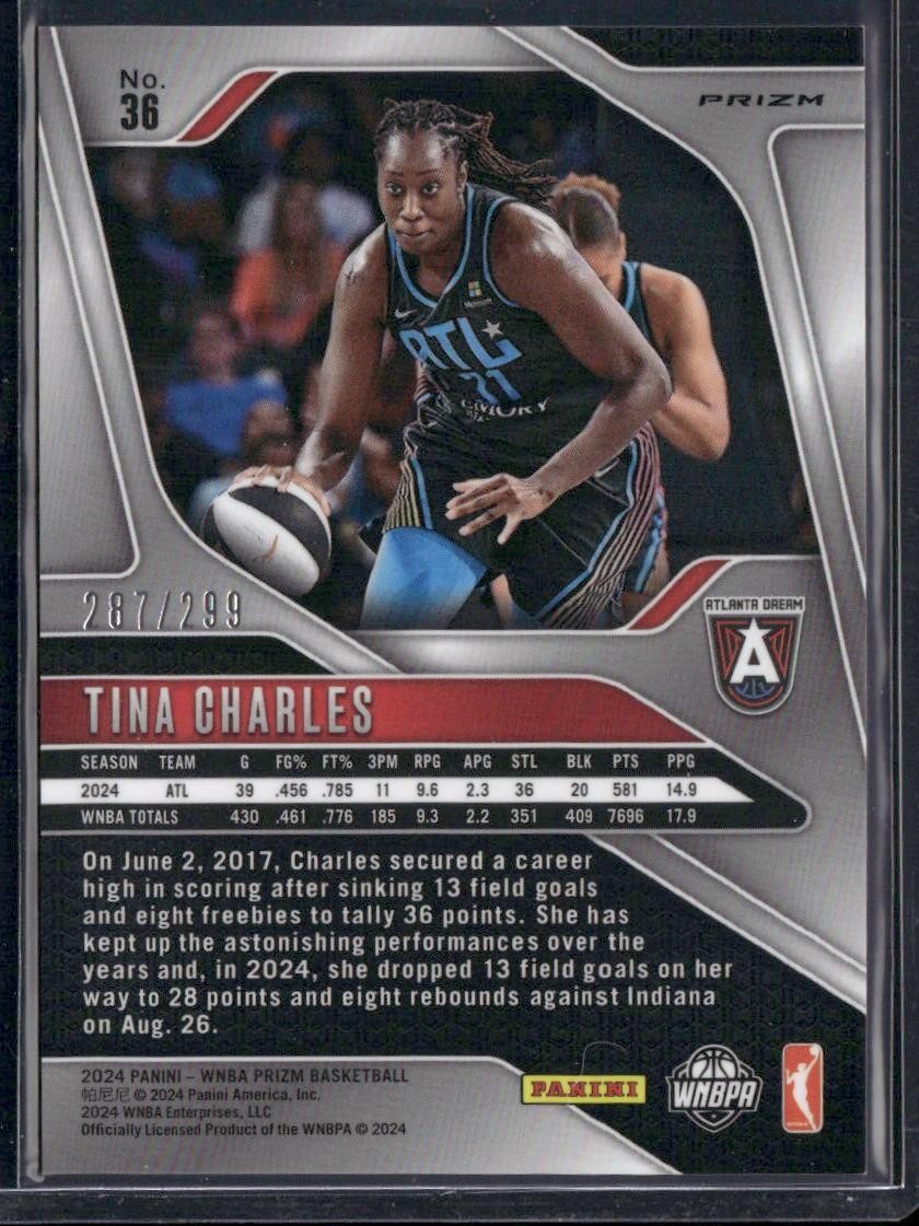 2024 Panini Prizm WNBA #36 Tina Charles Red Prizms #/299