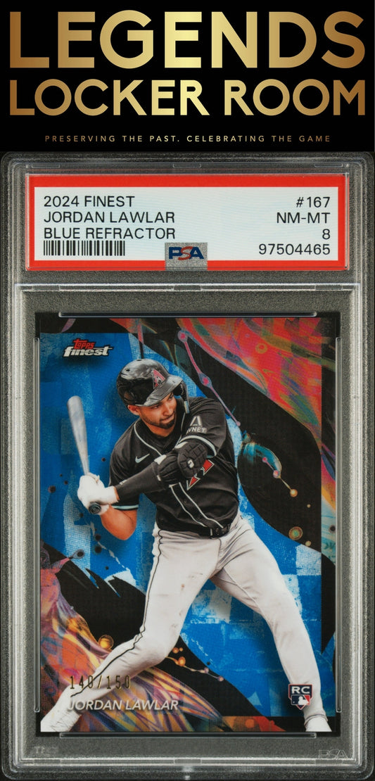 2024 Topps Finest #167 Jordan Lawlar Blue Refractor PSA 8