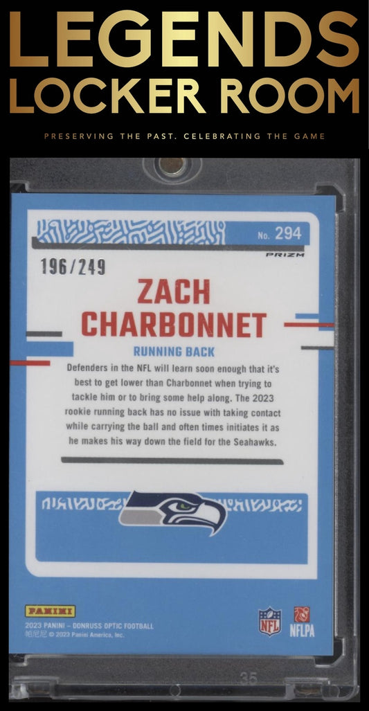 2023 Donruss Optic #294 Zach Charbonnet Orange #/249