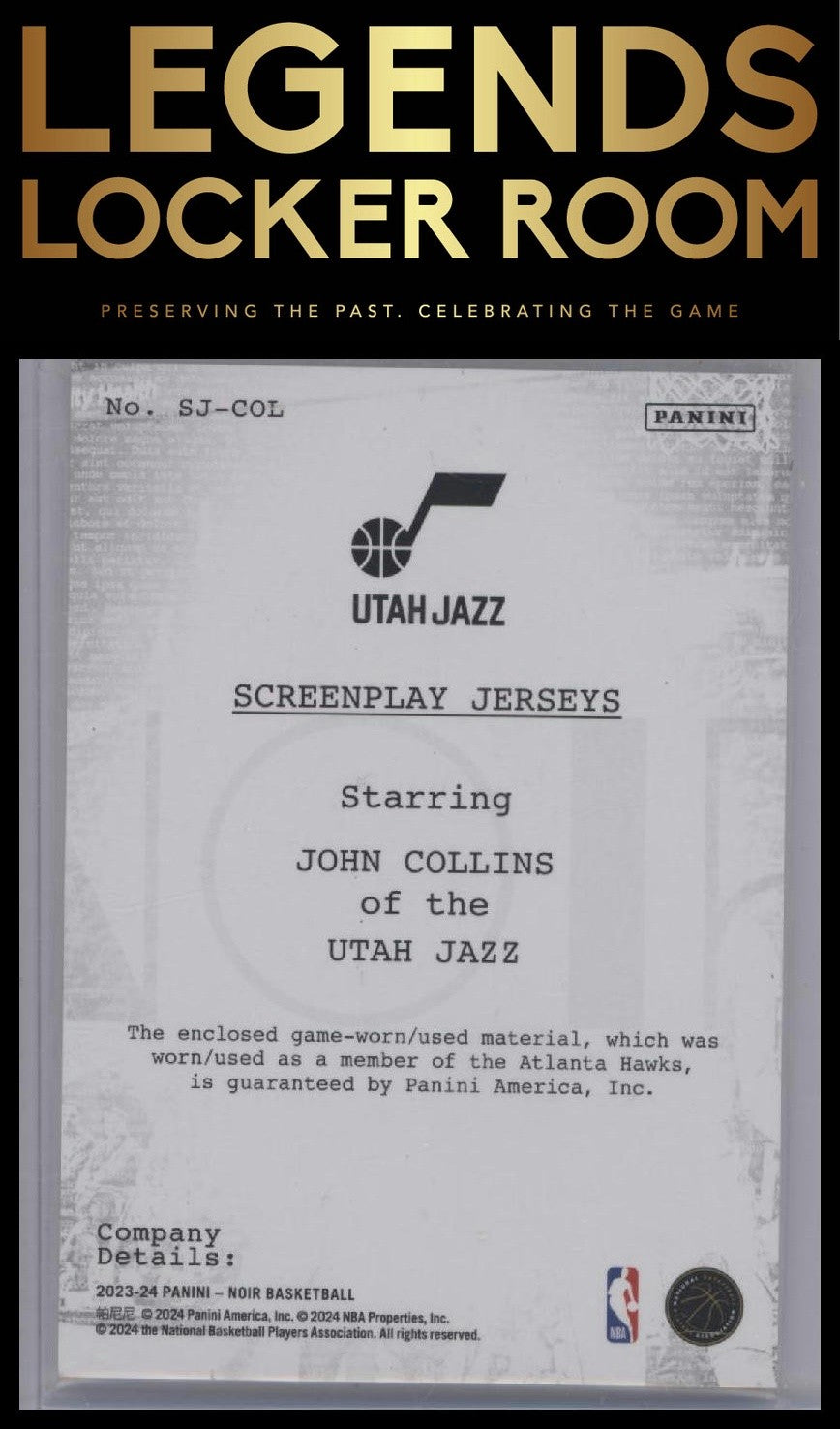 2023-24 Panini Noir #SJ-COL John Collins Screenplay Jerseys #/99