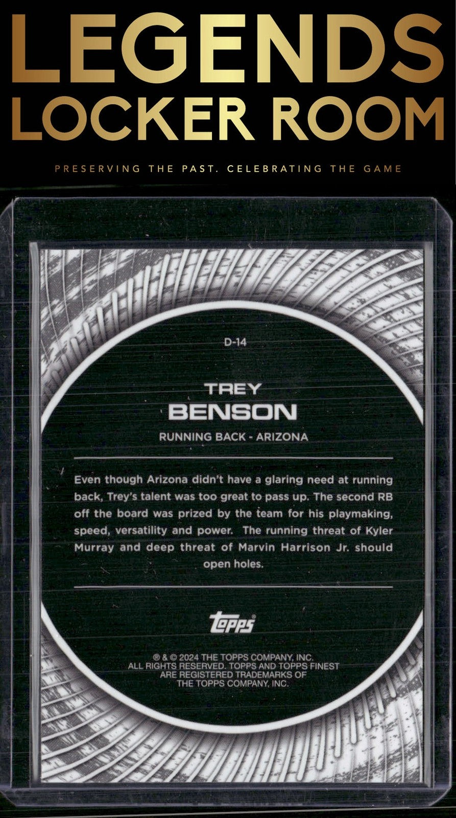 2024 Finest #D-14 Trey Benson Debut Blue Refractor #/99
