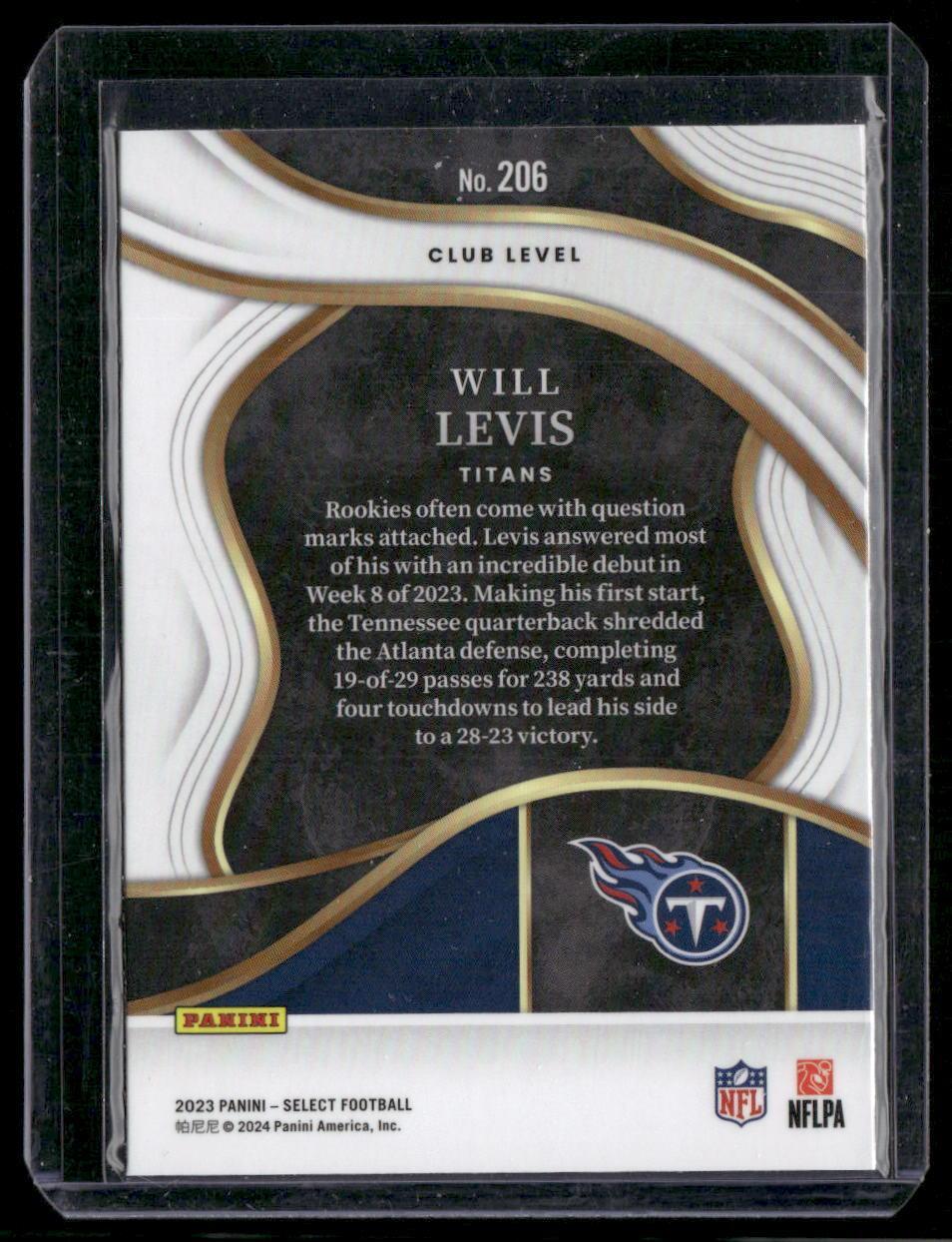 2023 Panini Select #206 Will Levis