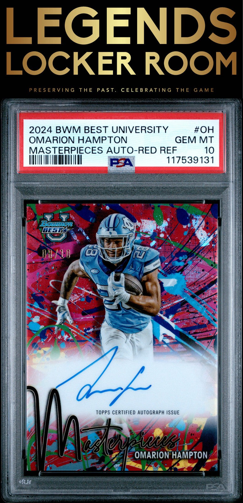 2024 Bowman Best University Masterpieces Auto Omarion Hampton Red /10 PSA 10