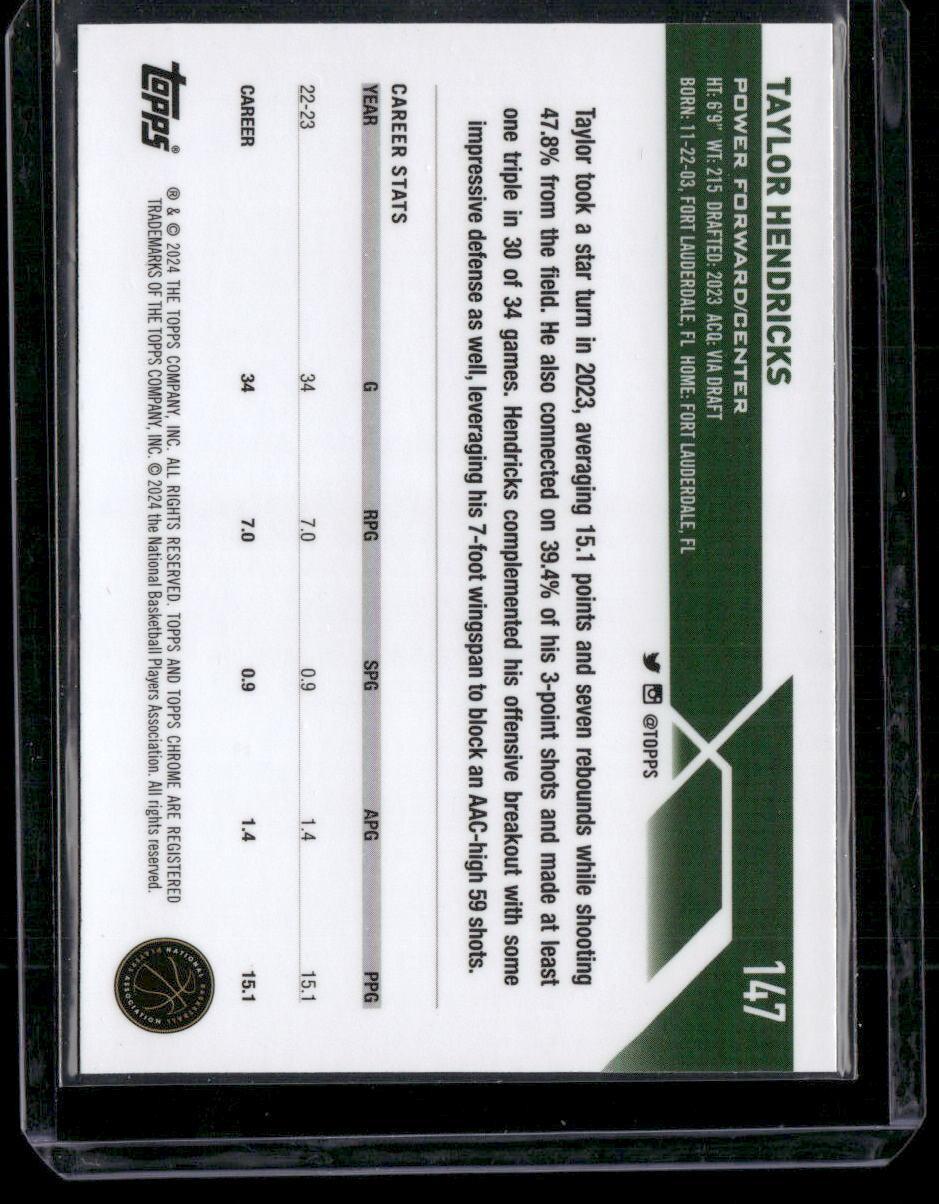 2023-24 Topps Chrome #147 Taylor Hendricks Orange Basketball Refractors