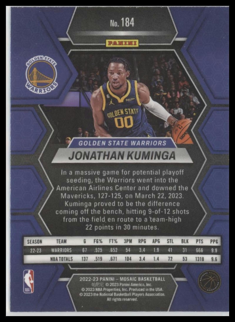 2022-23 Panini Mosaic #184 Jonathan Kuminga