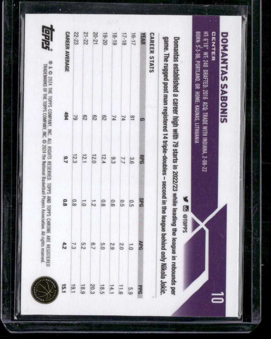 2023-24 Topps Chrome #10 Domantas Sabonis